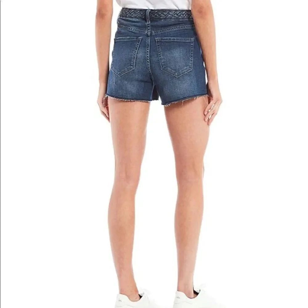 Frayed High Rise Denim Shorts 29 Raw Hem Zip Up Summer - Picture 2 of 12